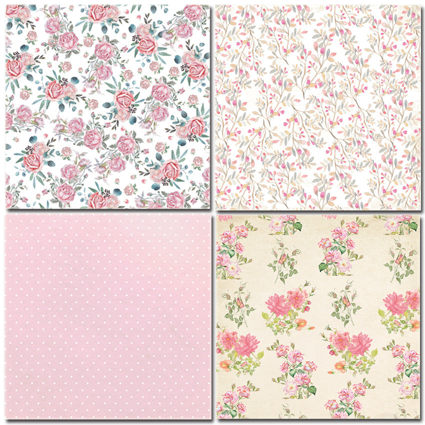 Single-Sided Pastel Garden Pattern Paper for DIY Album & Scrapbook – 24 Sheets - ViktaShop