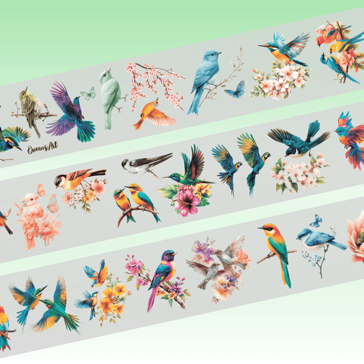 Queens Art Birds PET tape 7cm x 1.25m