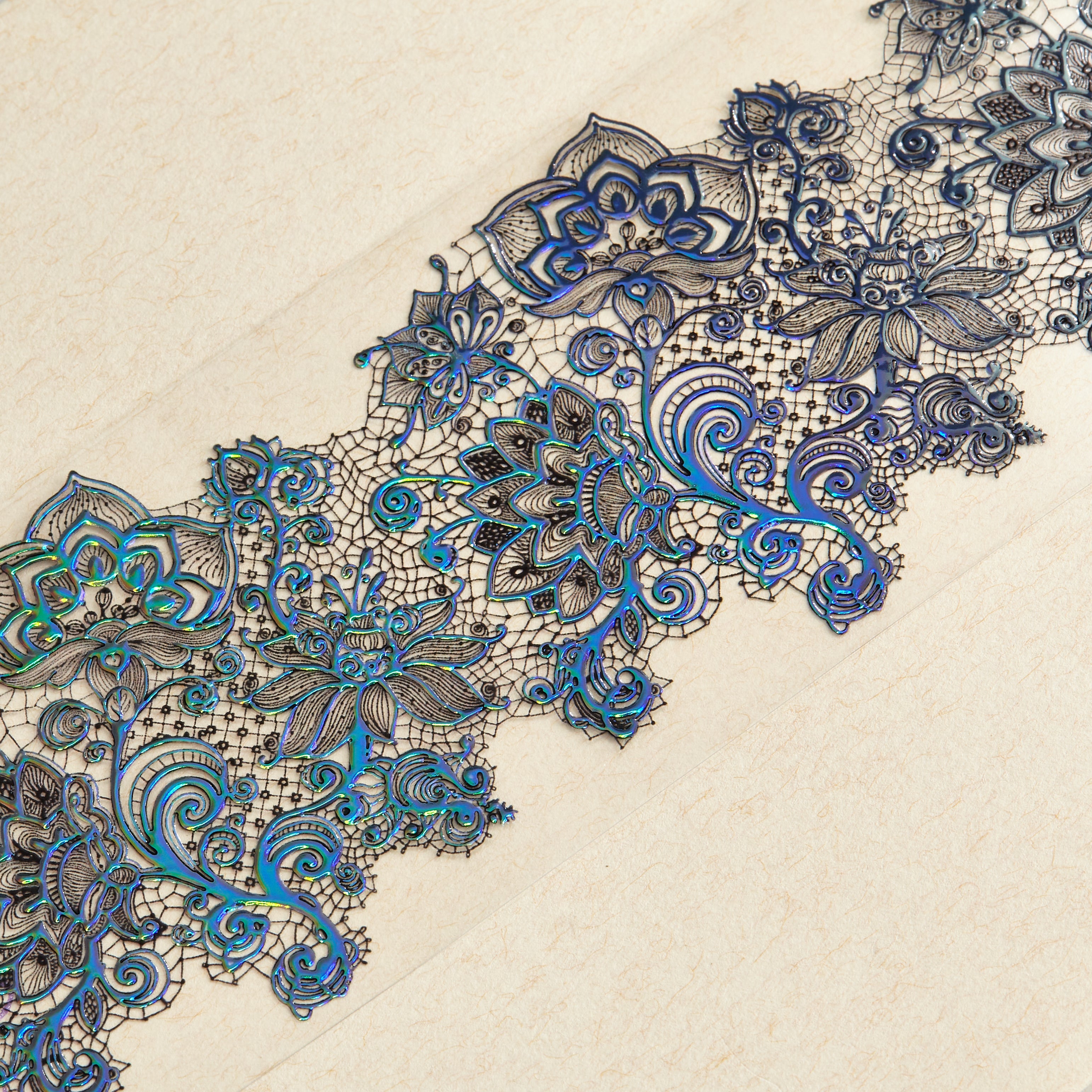 Shiimmer Flower Lace Washi / PET Tape | White & Black 6cm x 10m