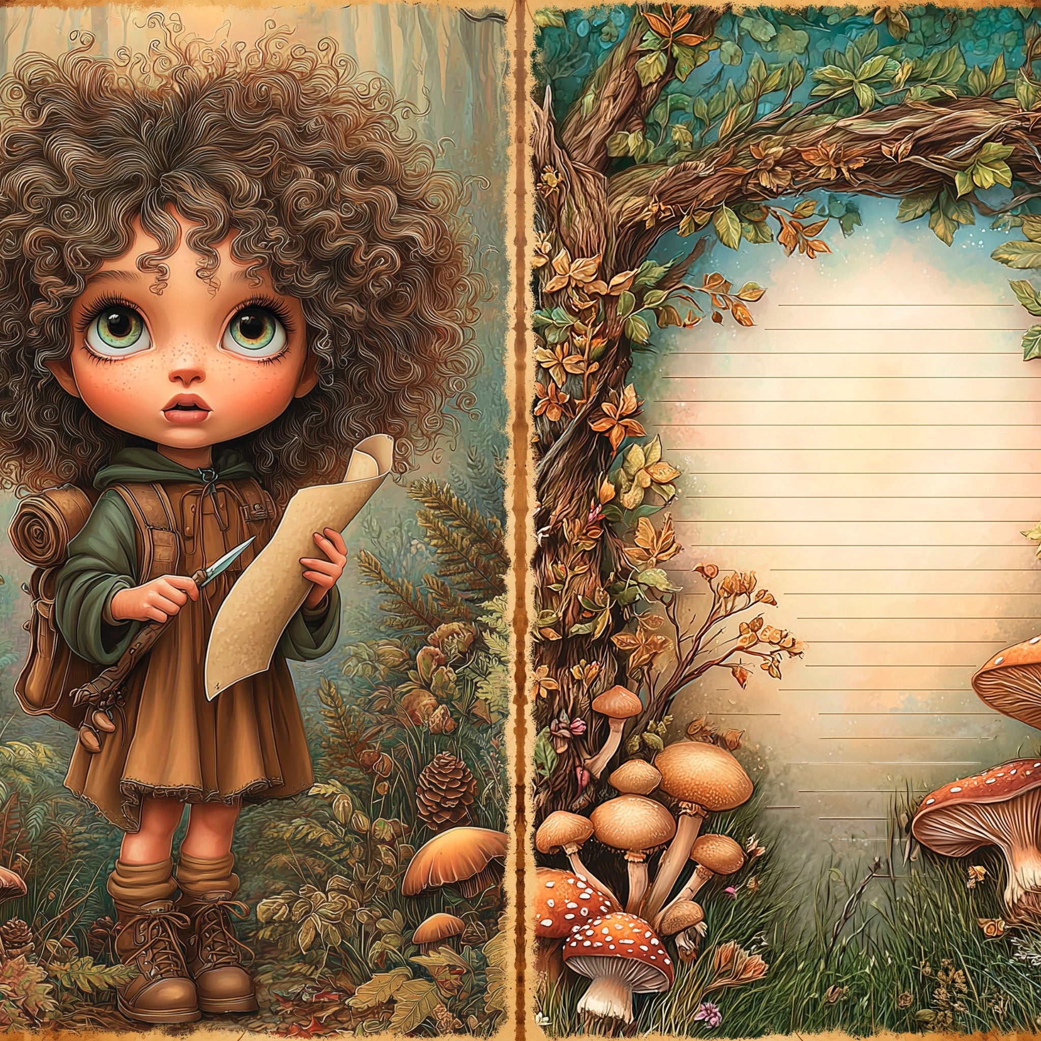 LunicArtDesign Whimsical Woodland material paper 5.5 x 8.5 inches 20 different sheets