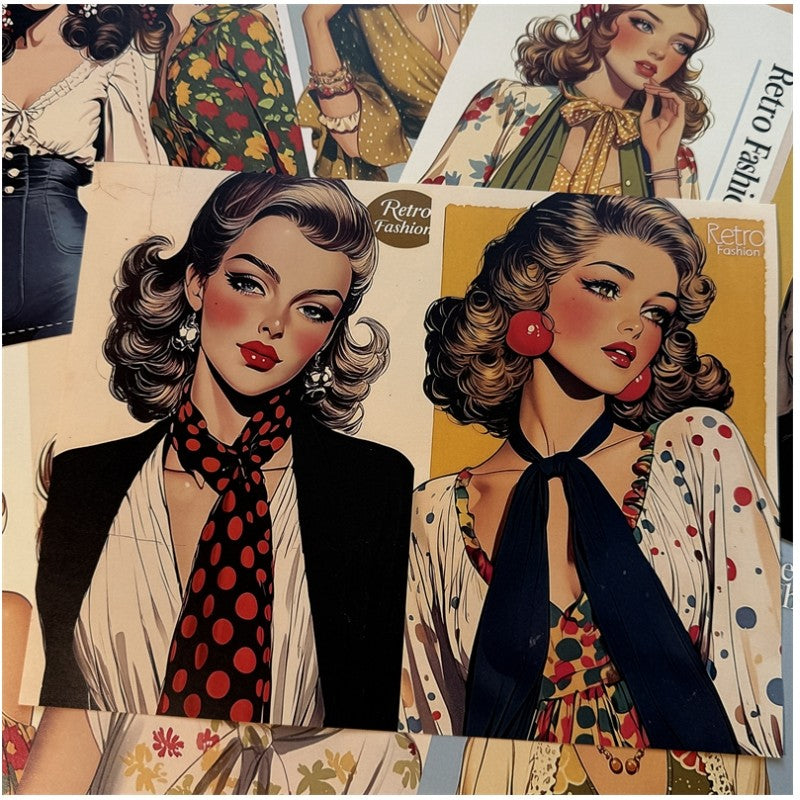 Retro European and American Fashion Modern Girl Paper 18 cm / 14 cm 15 sheets - ViktaShop
