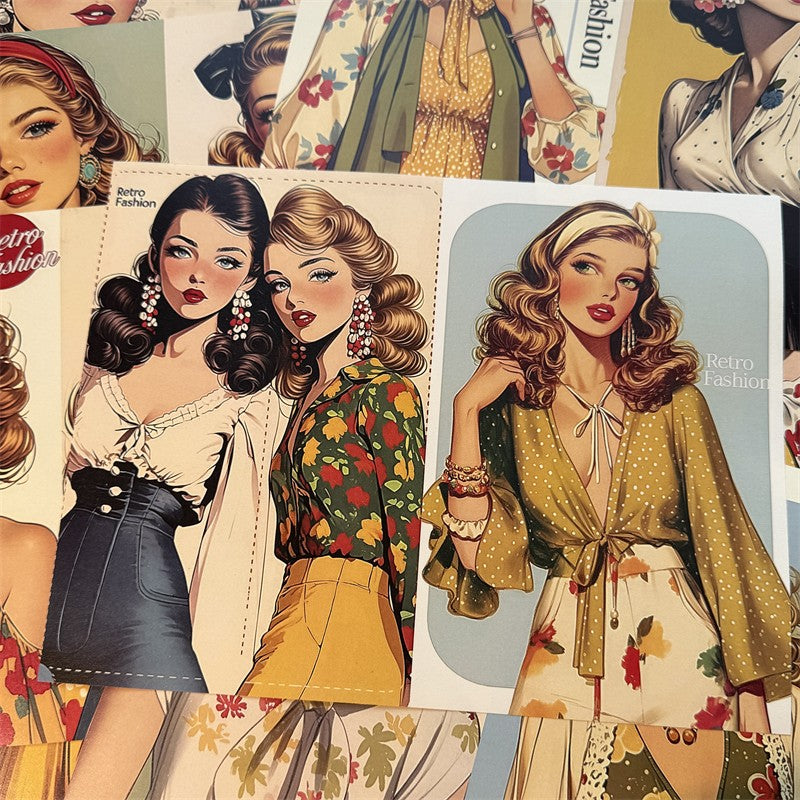 Retro European and American Fashion Modern Girl Paper 18 cm / 14 cm 15 sheets - ViktaShop