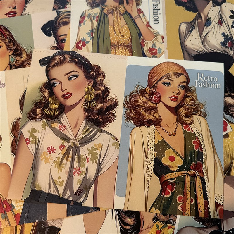 Retro European and American Fashion Modern Girl Paper 18 cm / 14 cm 15 sheets - ViktaShop