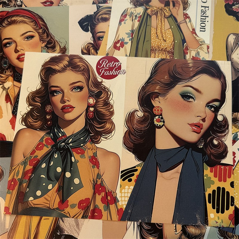 Retro European and American Fashion Modern Girl Paper 18 cm / 14 cm 15 sheets - ViktaShop