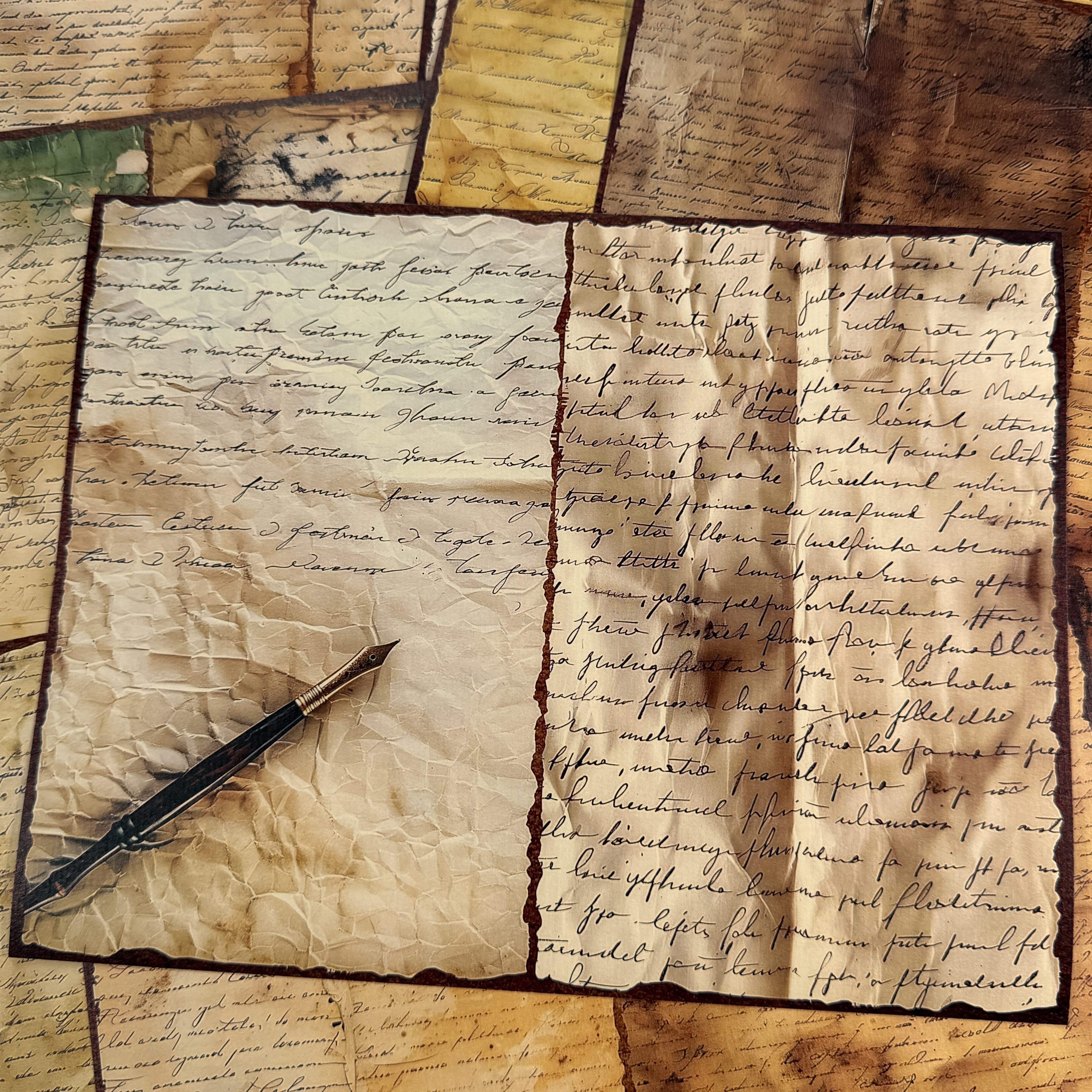 Retro English Old Background Vintage Paper 18 cm / 14 cm 10 sheets - ViktaShop