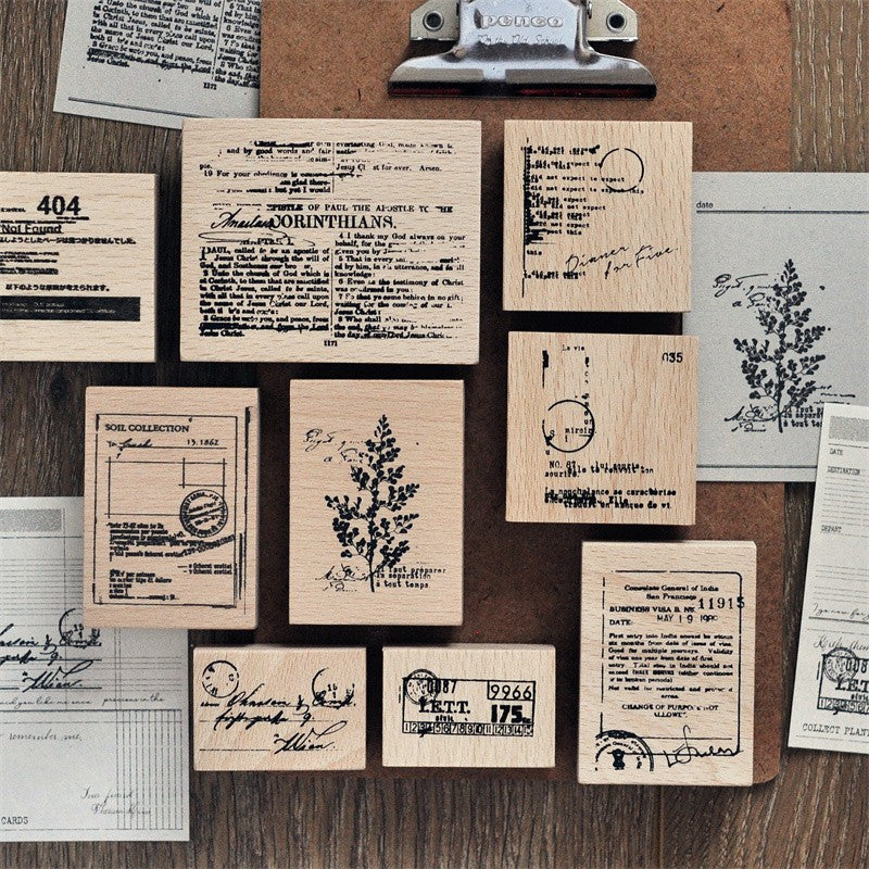 Collage Wooden Rubber Stamp - ViktaShop