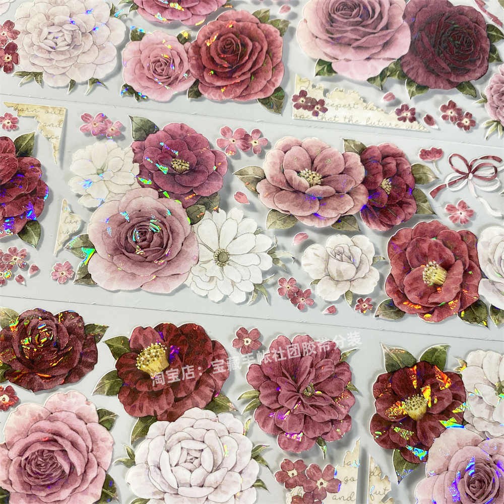 New seven days, flowers, ancient style PET tape 6 cm / 1m
