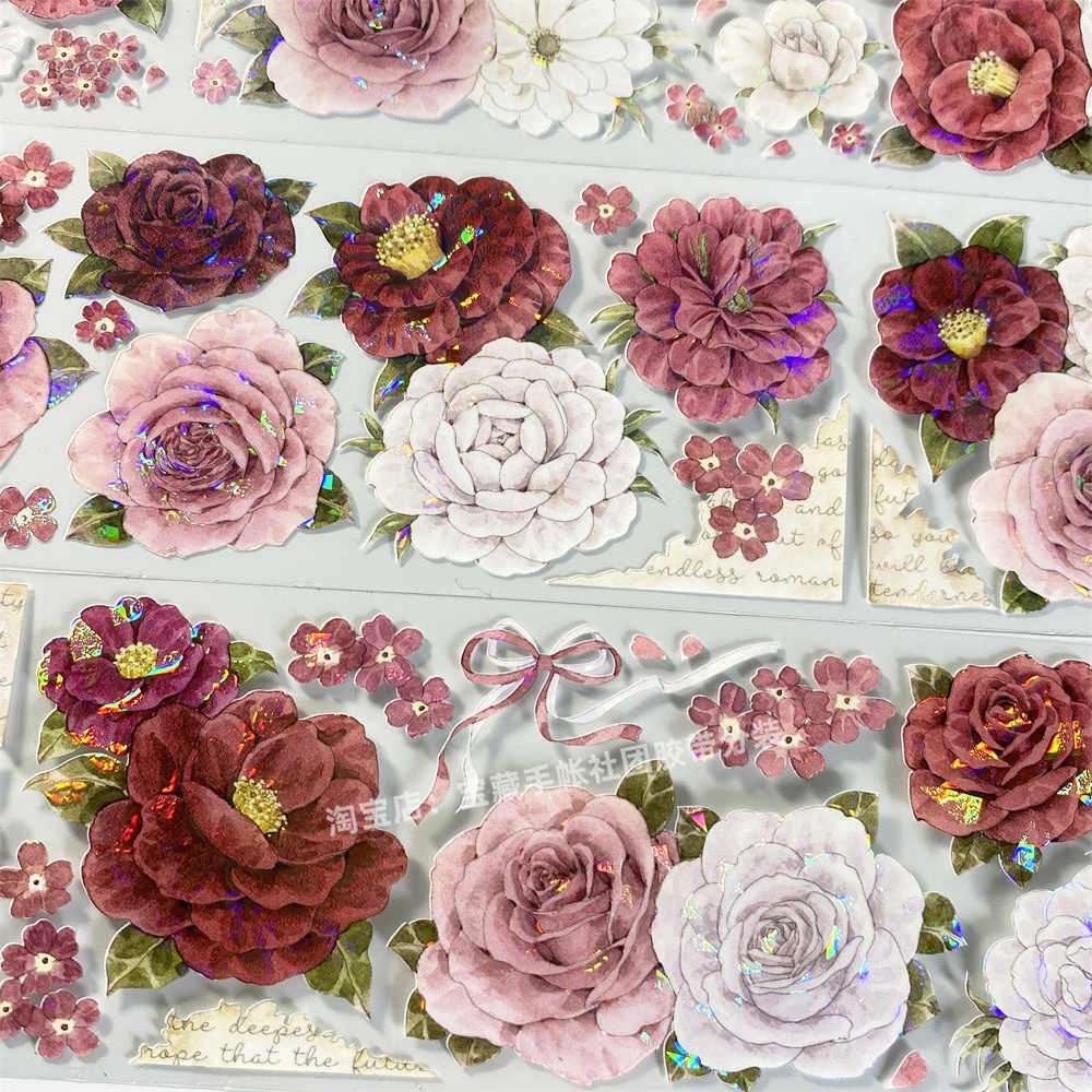 New seven days, flowers, ancient style PET tape  6 cm / 1m