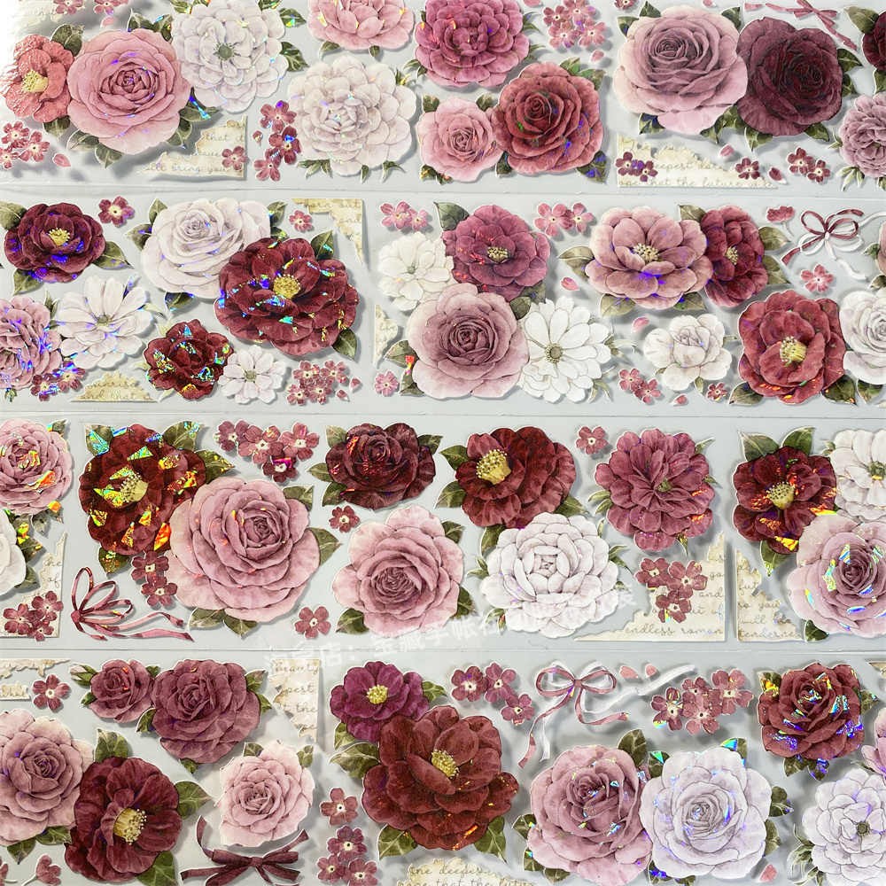 New seven days, flowers, ancient style PET tape  6 cm / 1m