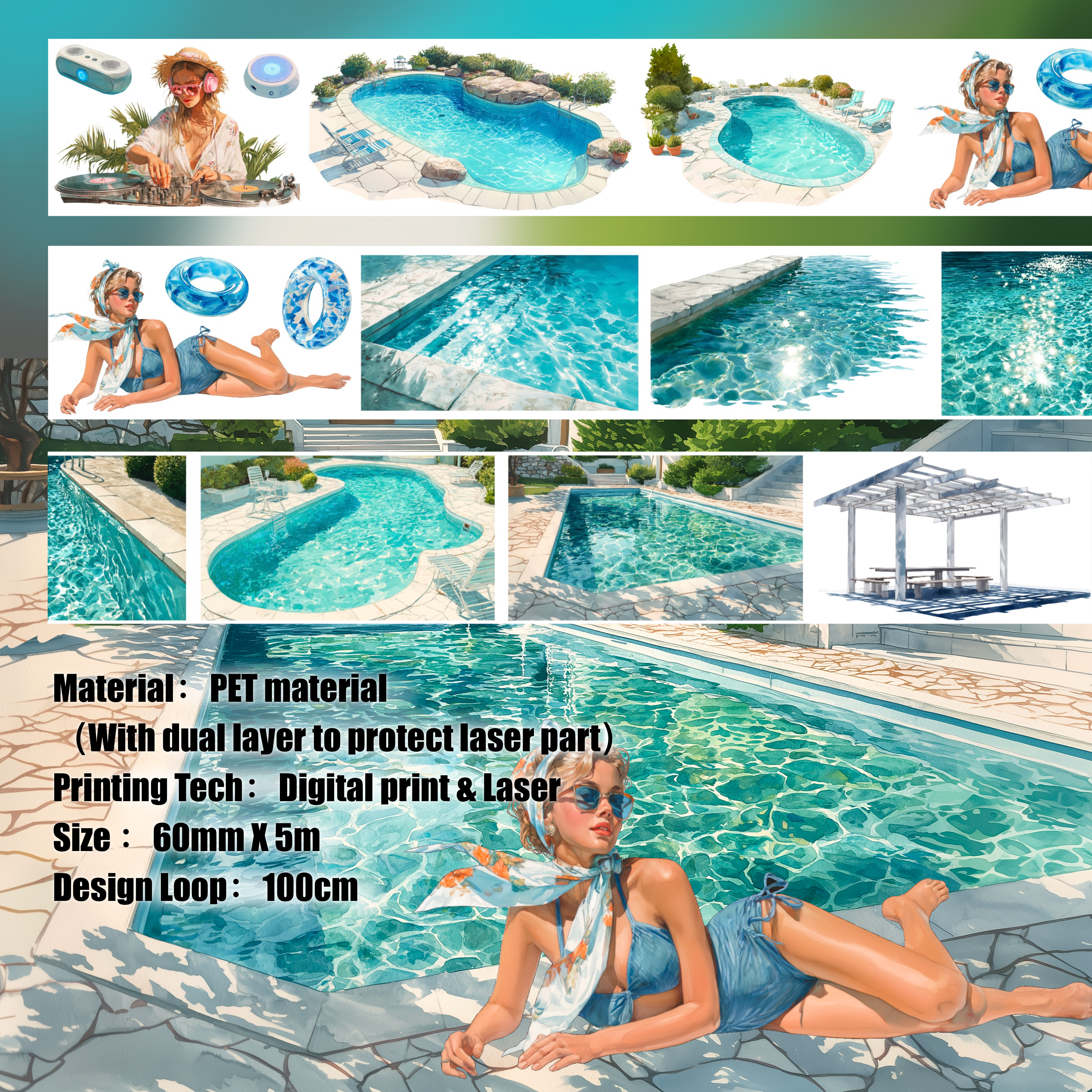 Shiimmer Swimming Pool Vol.2 PET Tape 6cm x 1m