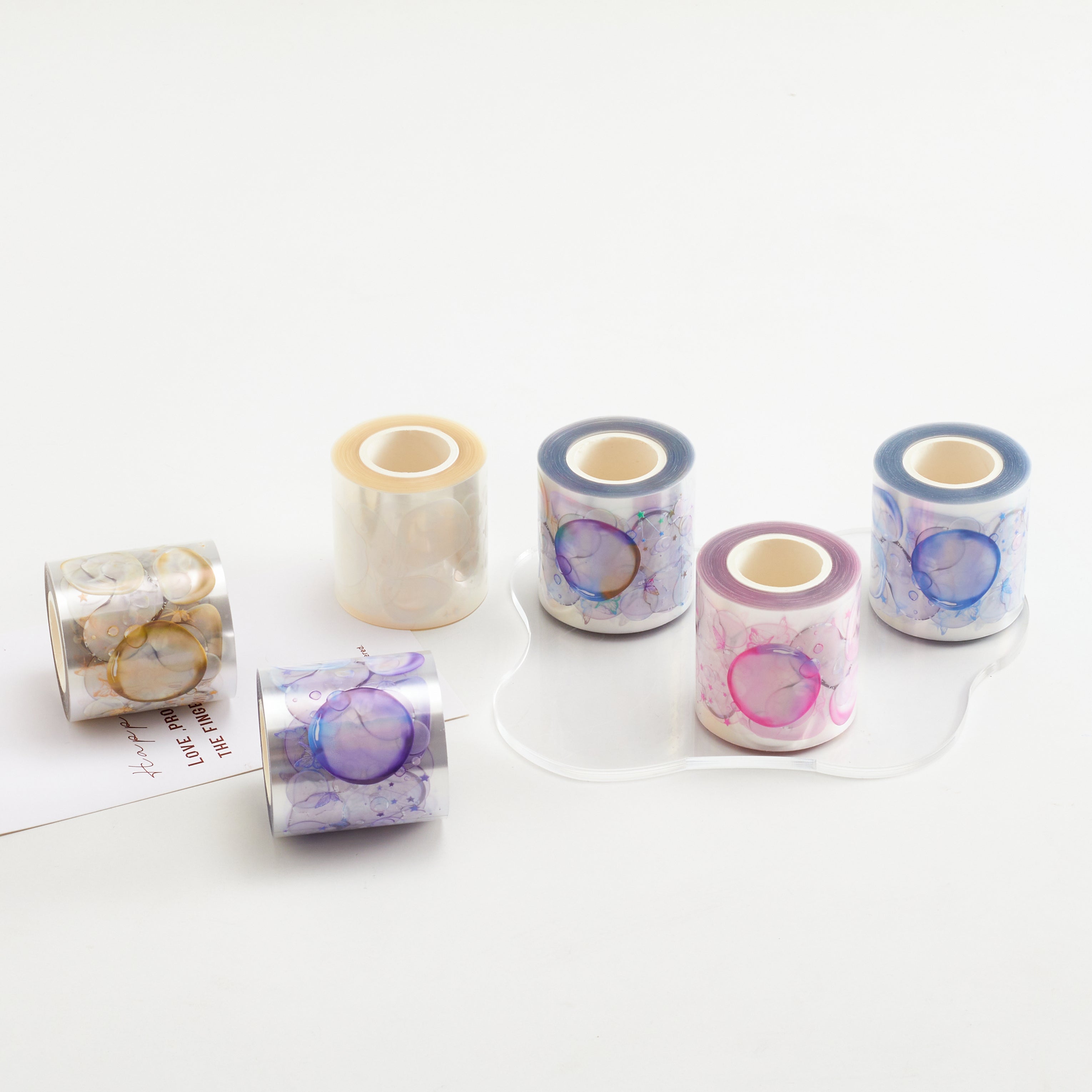 Shiimmer Soap Bubbles Washi / PET Tape | Rainbow & Purple & Yellow & Blue & Pink & White 5cm x 10 m