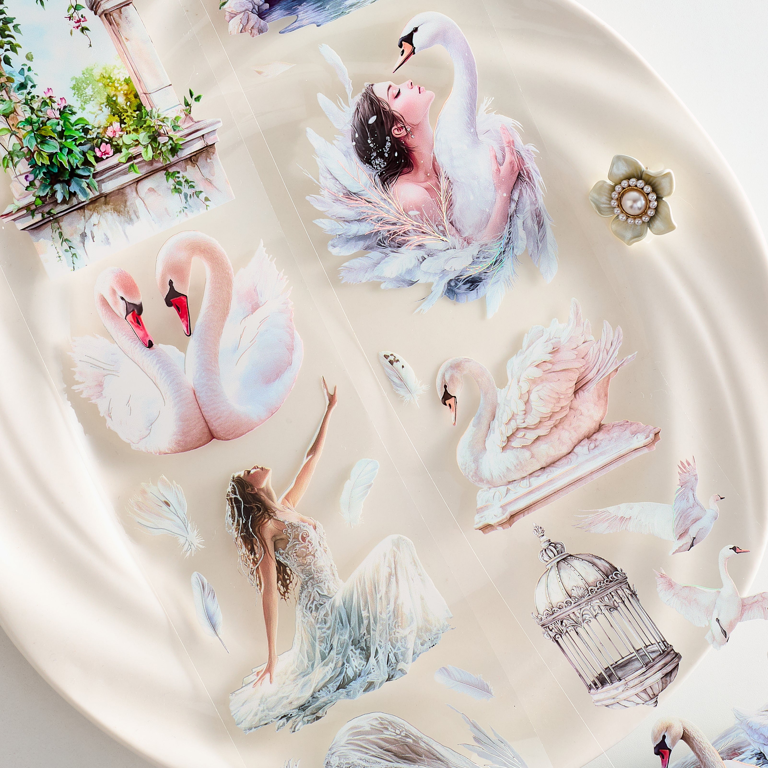 Shiimmer White Swam PET Tape 6cm x 1m