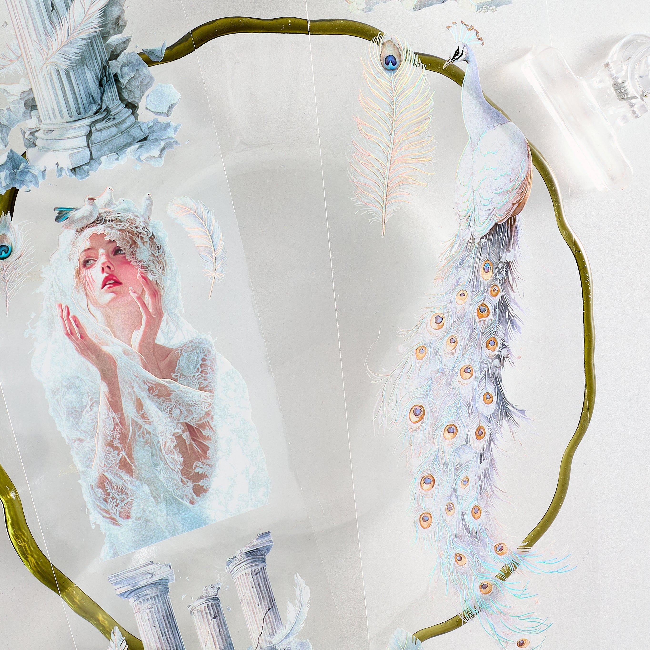 Shiimmer White Peacock PET Tape 6cm x 1m