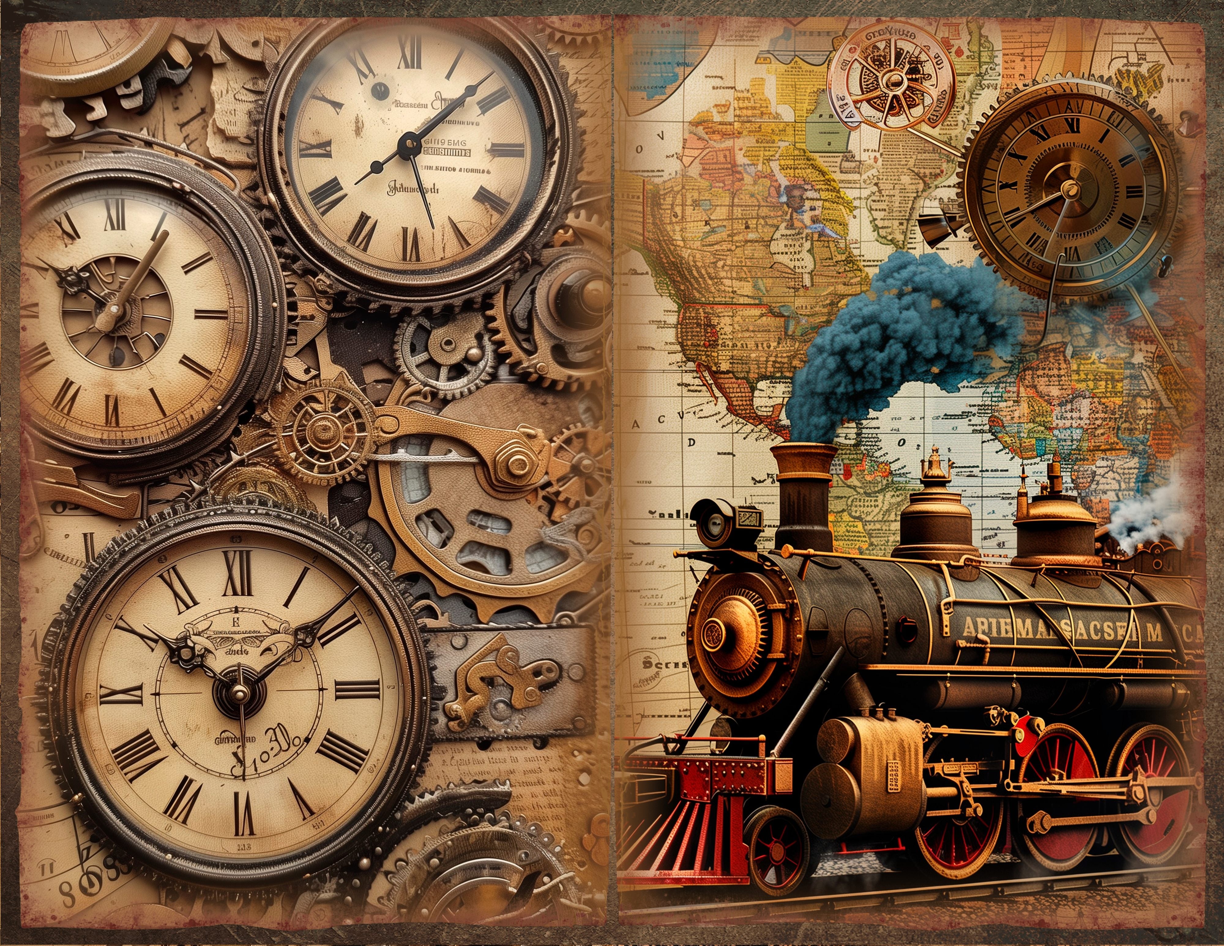 LunicArtDesign Steampunk paper 5.5 x 8.5 inches 20 different sheets - ViktaShop