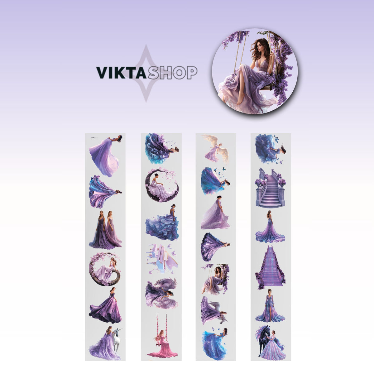 Viktashop Purple Elegant Ladies PET Tape 9cm x 2.5m - ViktaShop