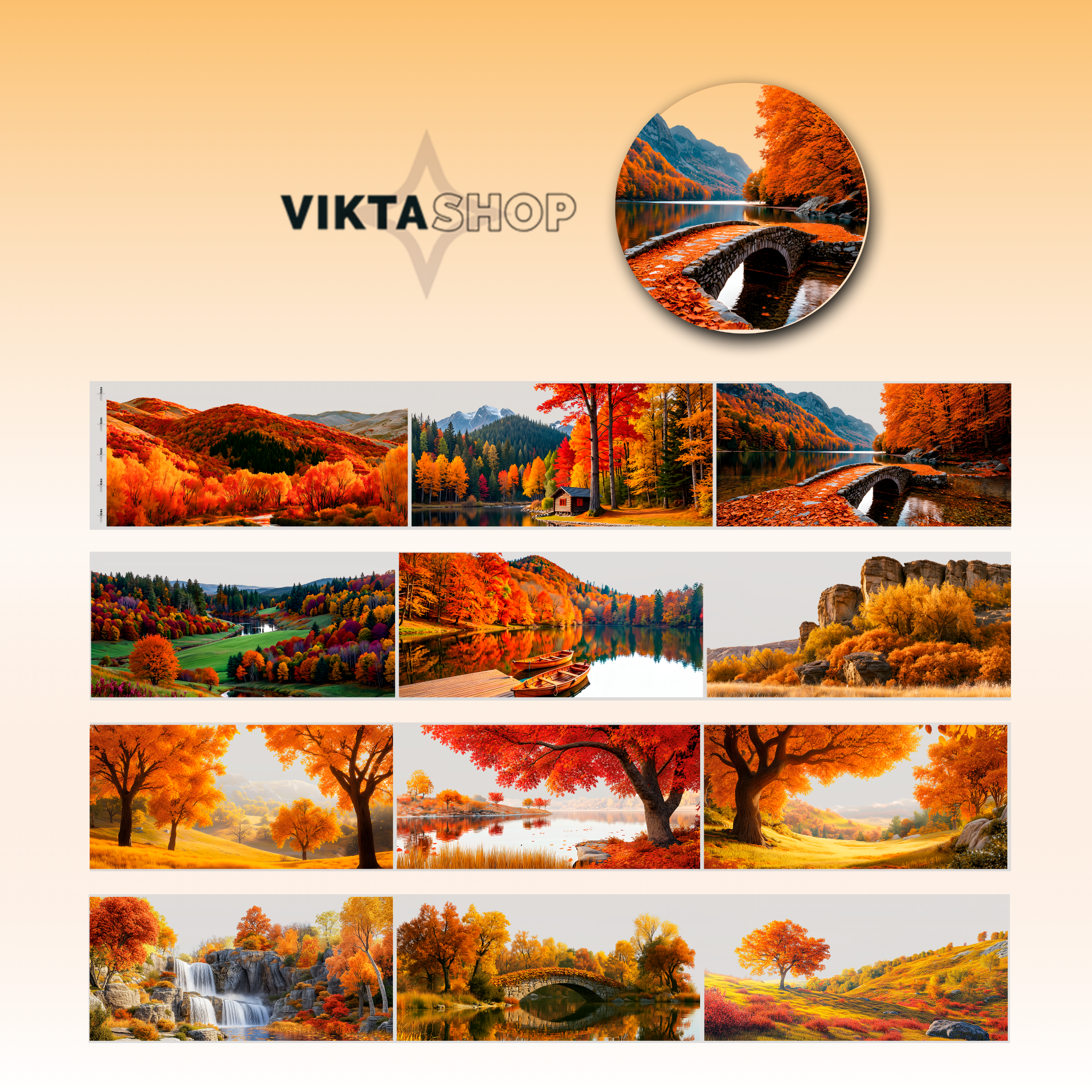 Viktashop Autumn Panorama PET Tape 10cm x 2.5m