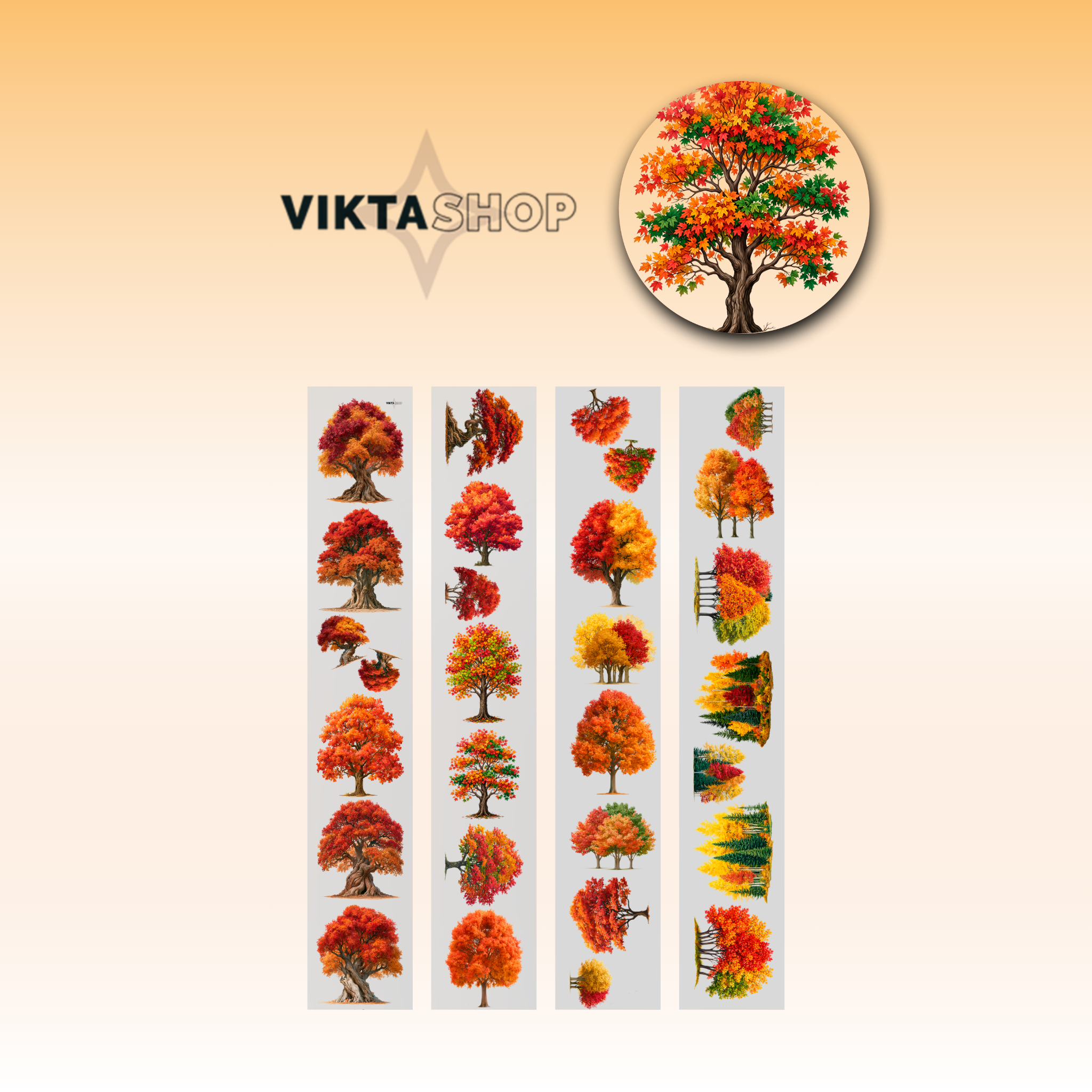 Viktashop Autumn Trees PET Tape 9cm x 2.5m