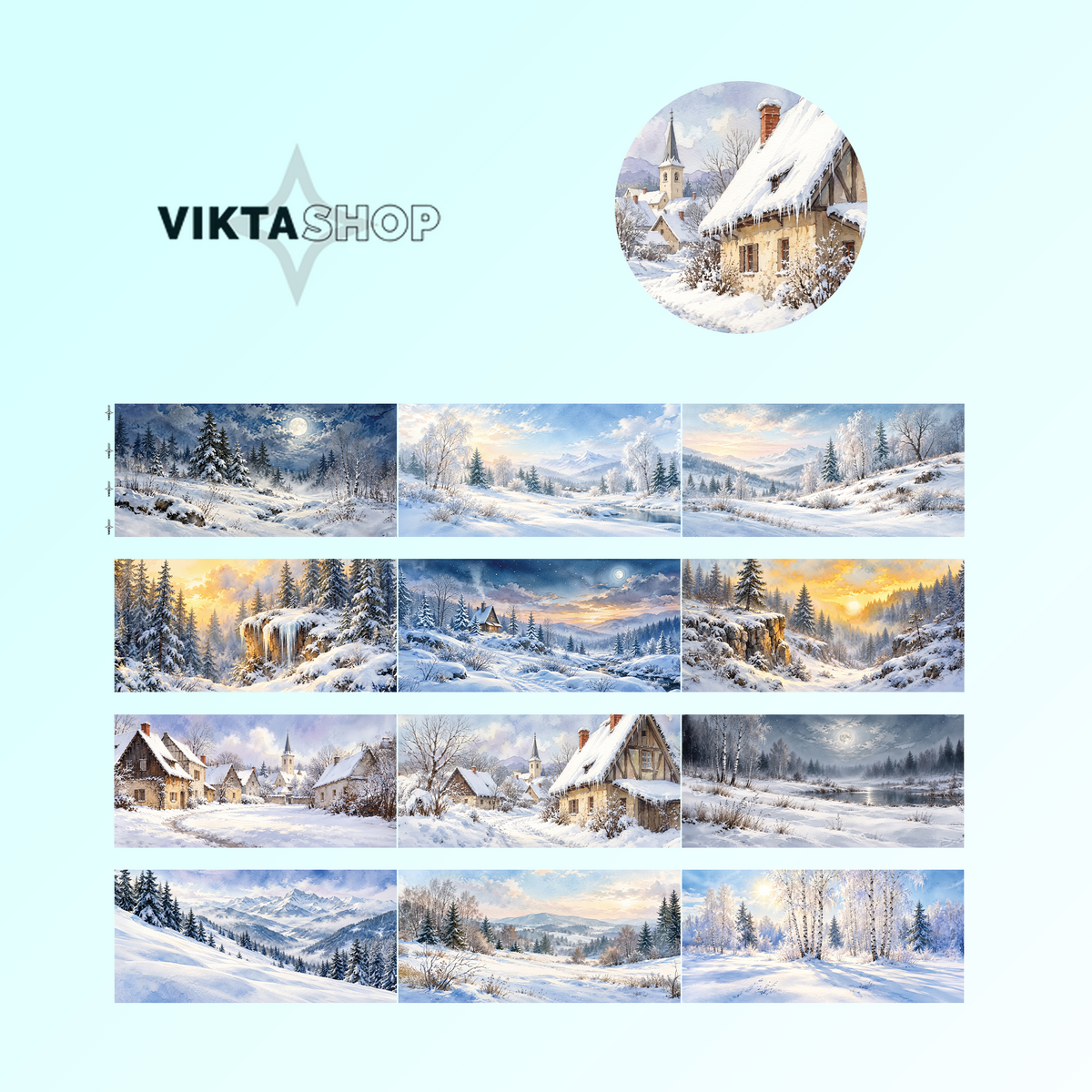 Viktashop Winter Medieval Backgrounds PET Tape 10cm x 2.5m
