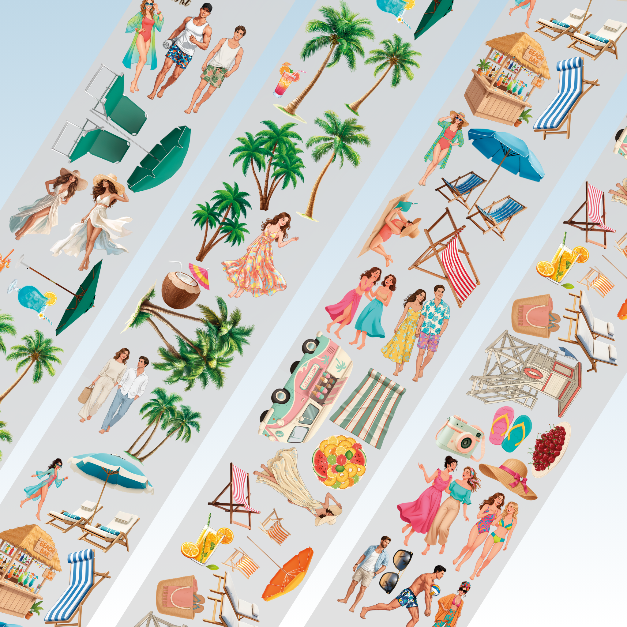 Queens Art Beach Characters PET Tape 8cm x 1.25m