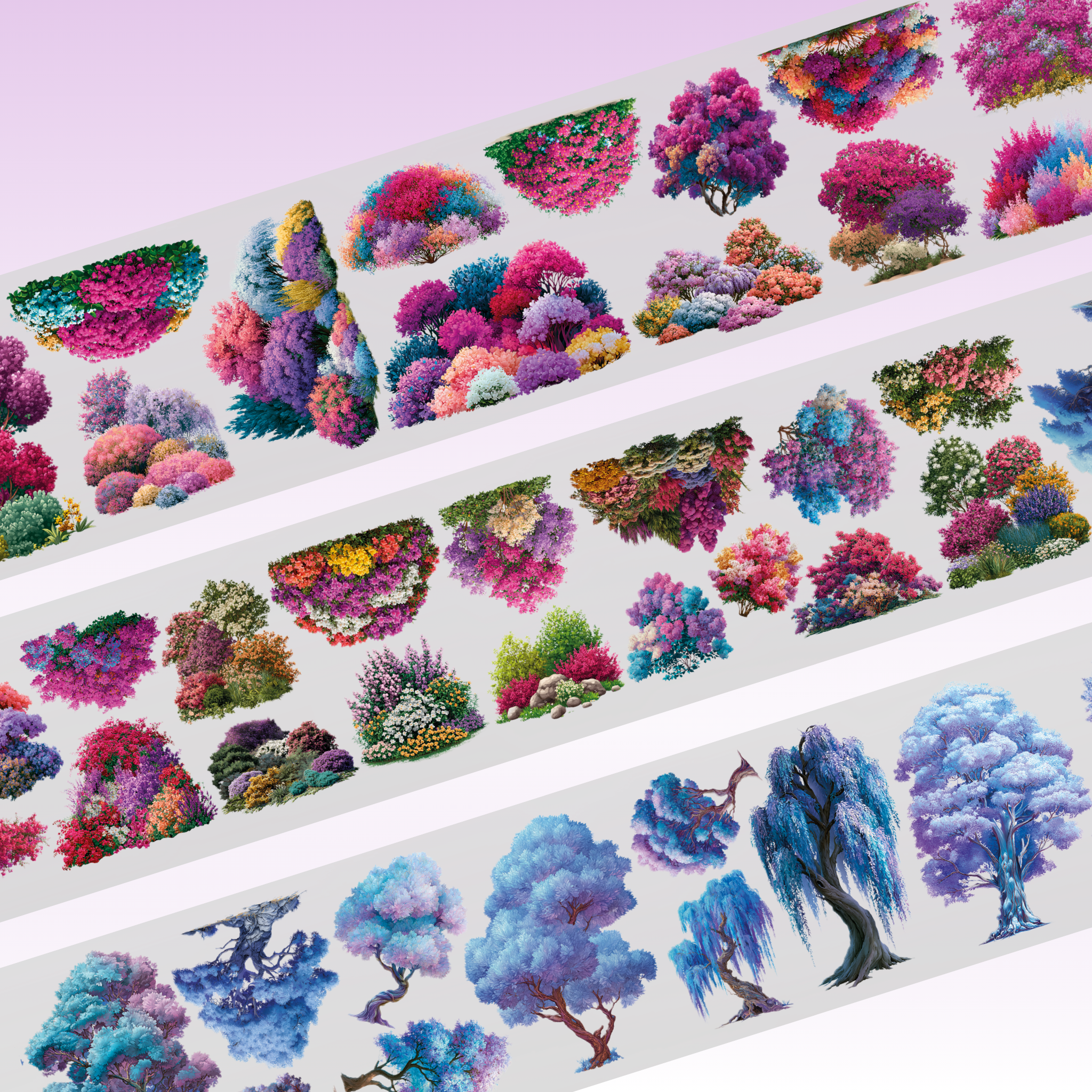 Queens Art Colorful Bushes PET Tape 8cm x 1.25m