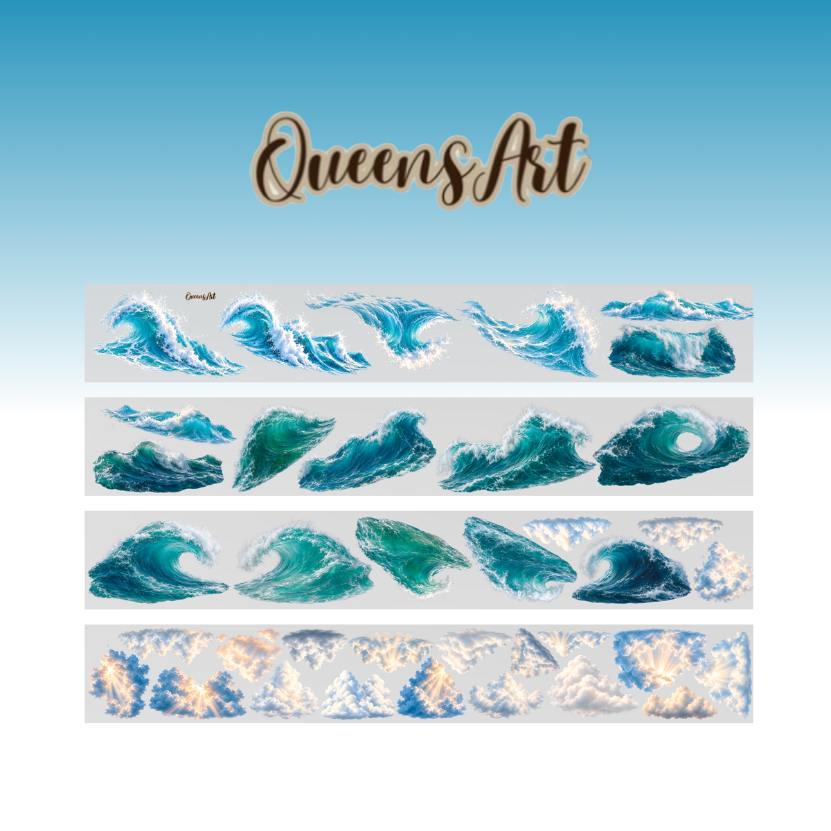 Queens Art Clouds and Waves PET Tape 9cm x 2.5m