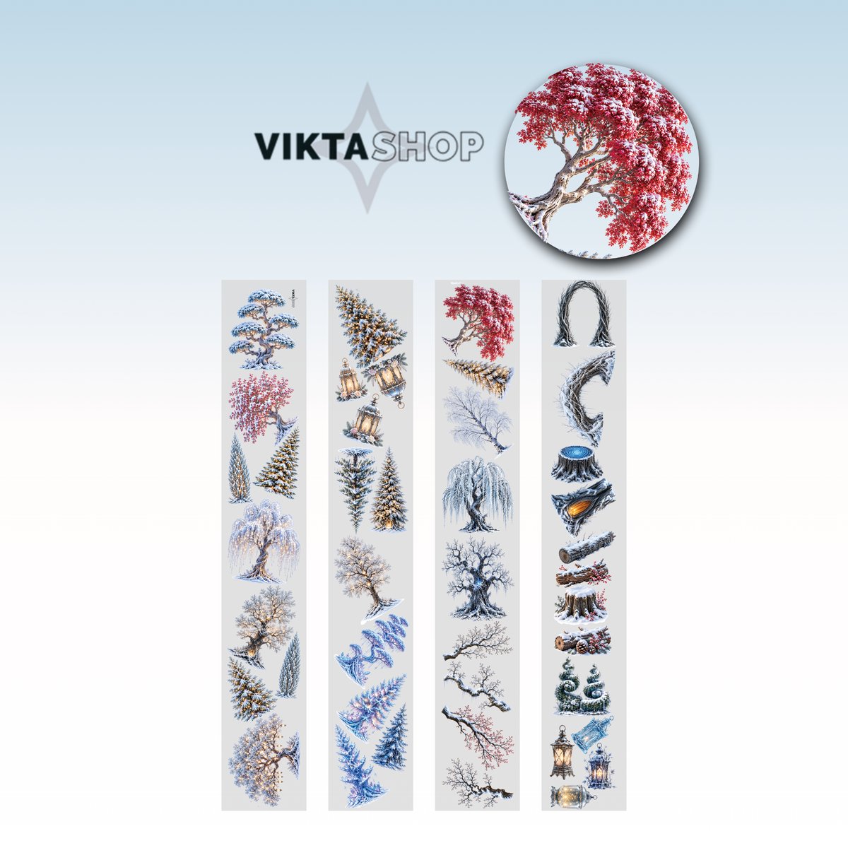 Viktashop Winter Trees PET Tape 9cm x 2.5m