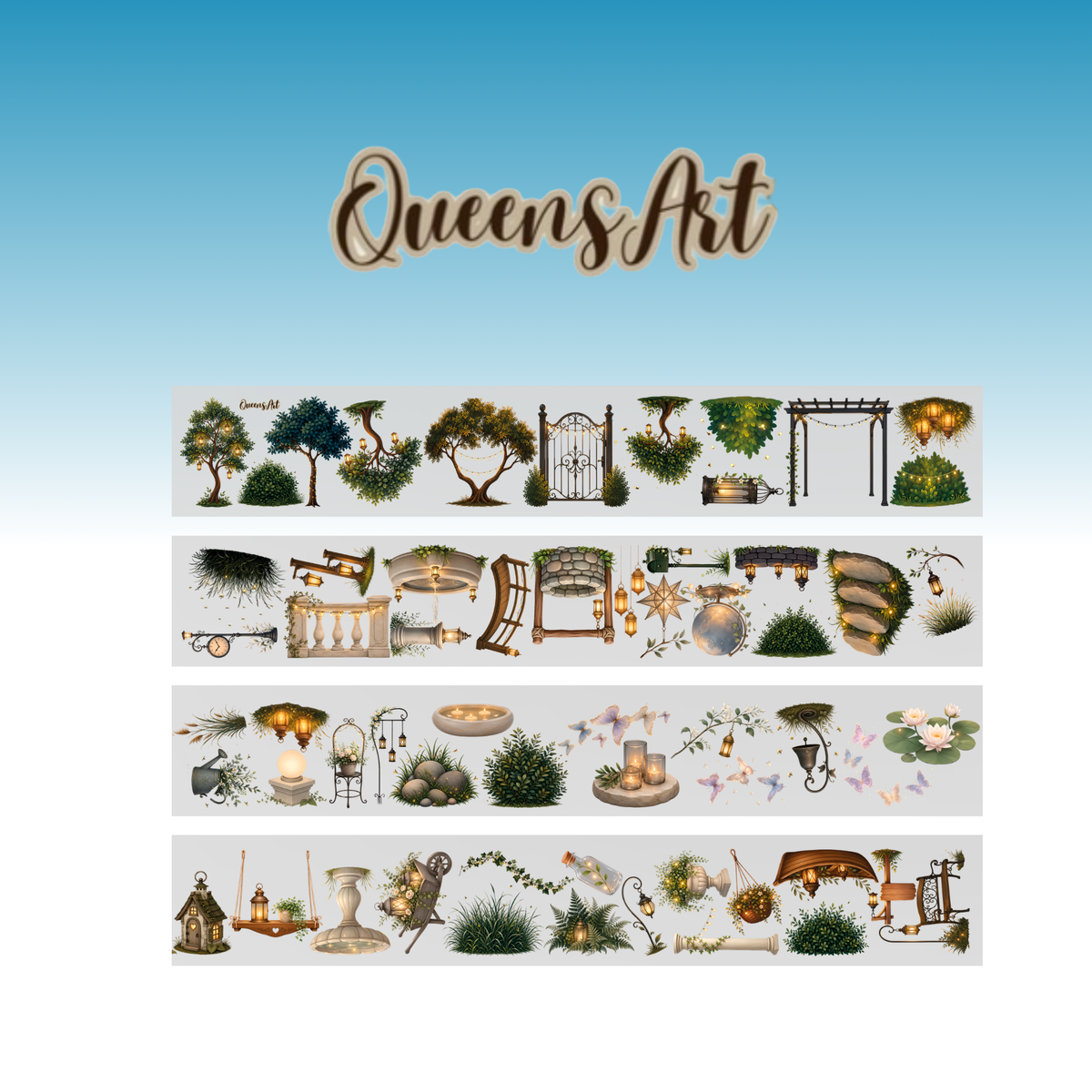 Queens Art Secret Garden Elements PET Tape 9cm x 2.5m