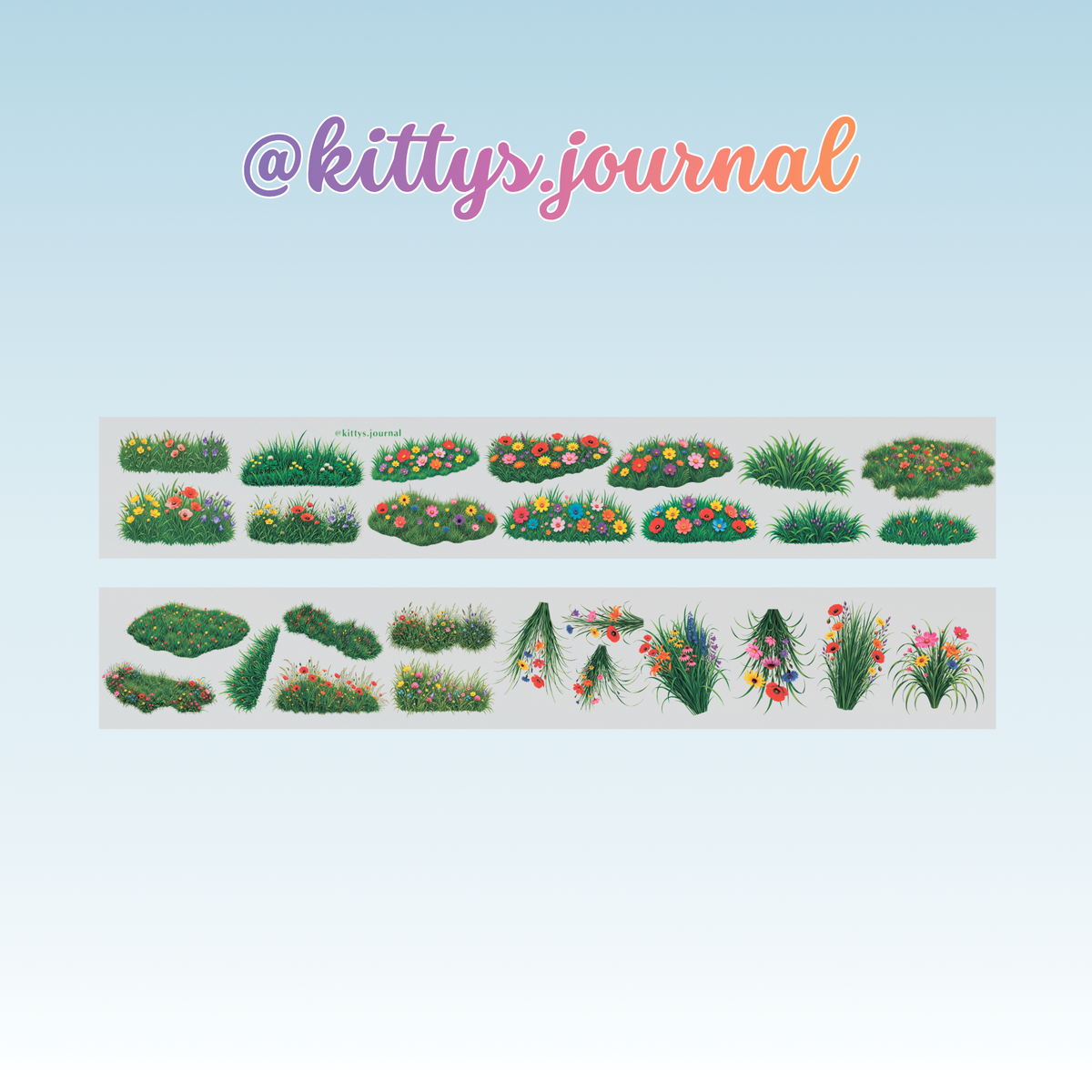 Kittys Journal Grass with Flowers PET Tape 7cm x 1m