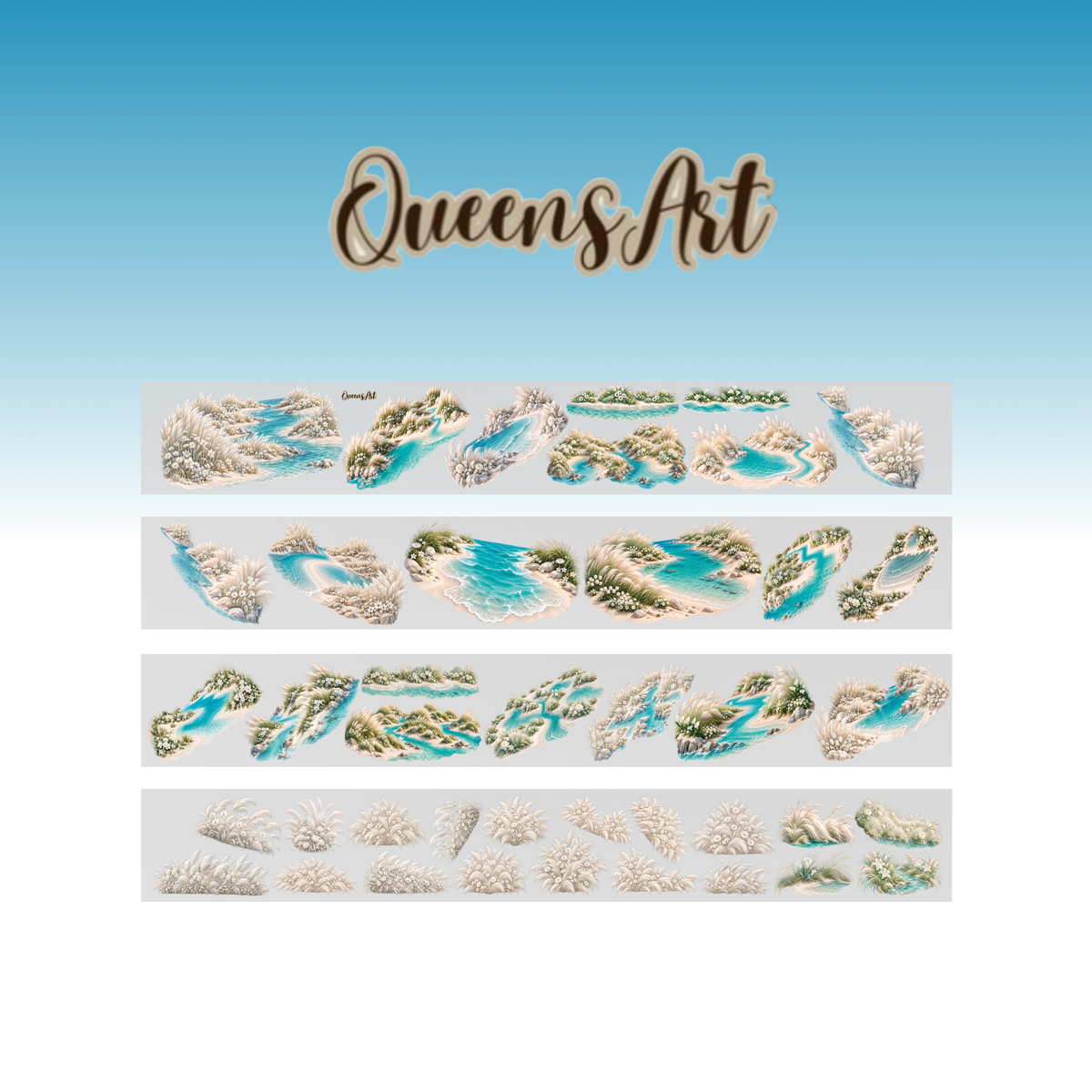 Queens Art Winter Lakes and Grass PET Tape 9cm x 2.5m