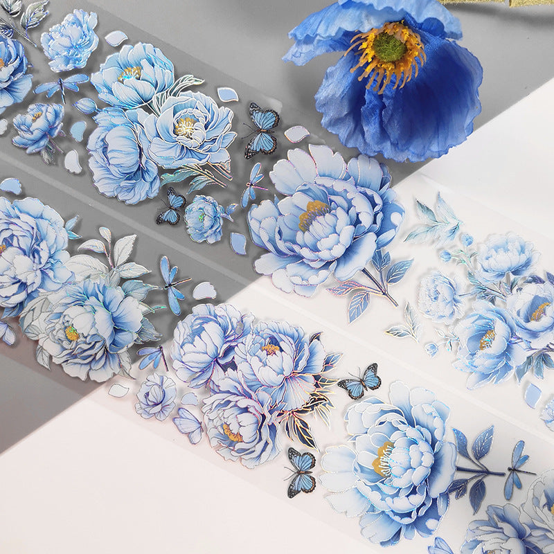 PET Stickers – Rose & Green Plant, Elegant Summer, 2m - ViktaShop