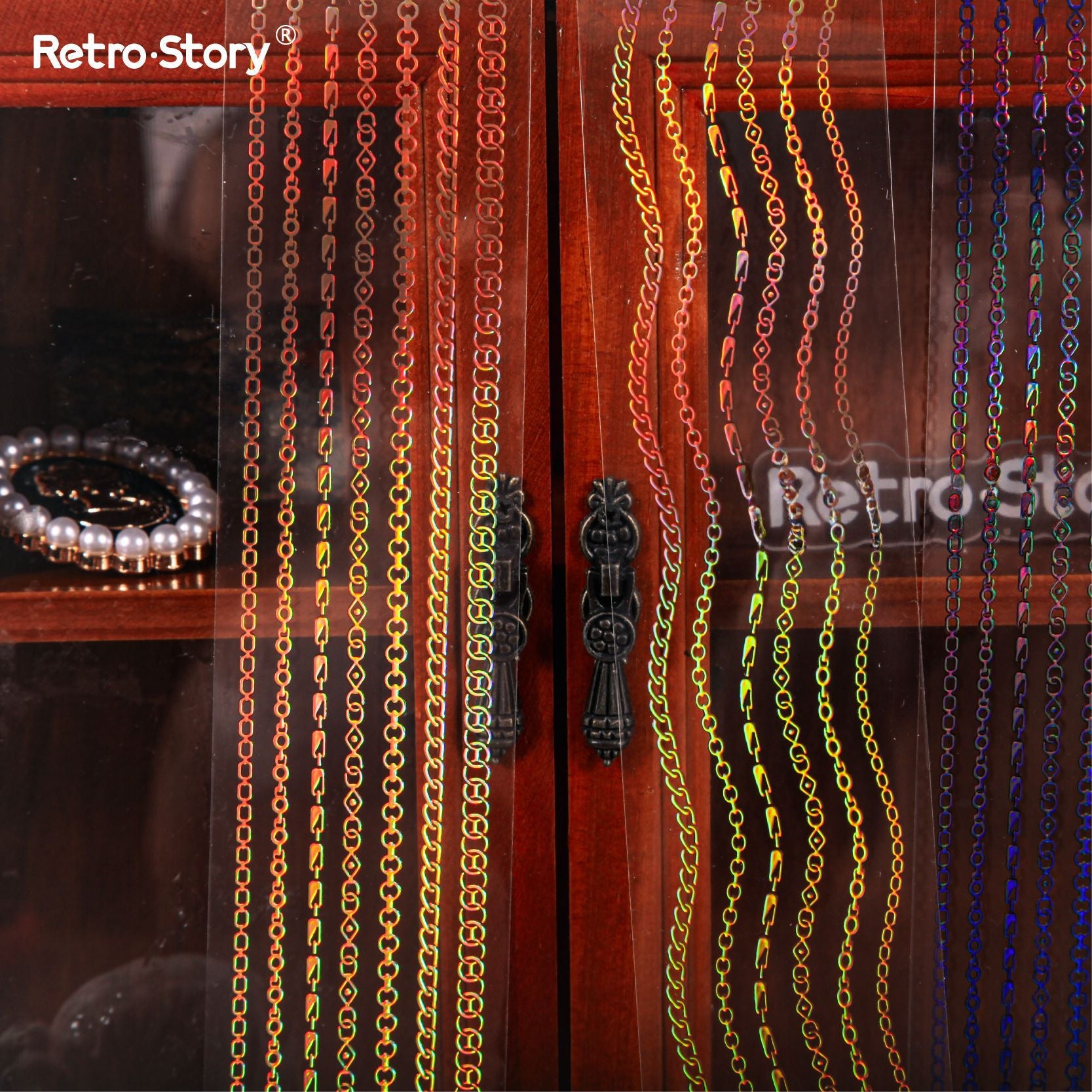 Cinta de historia retro, cadena de sombras mágicas, serie de trazas, dorado, cuenta de mano, material de bricolaje, pegatinas de circulación 6