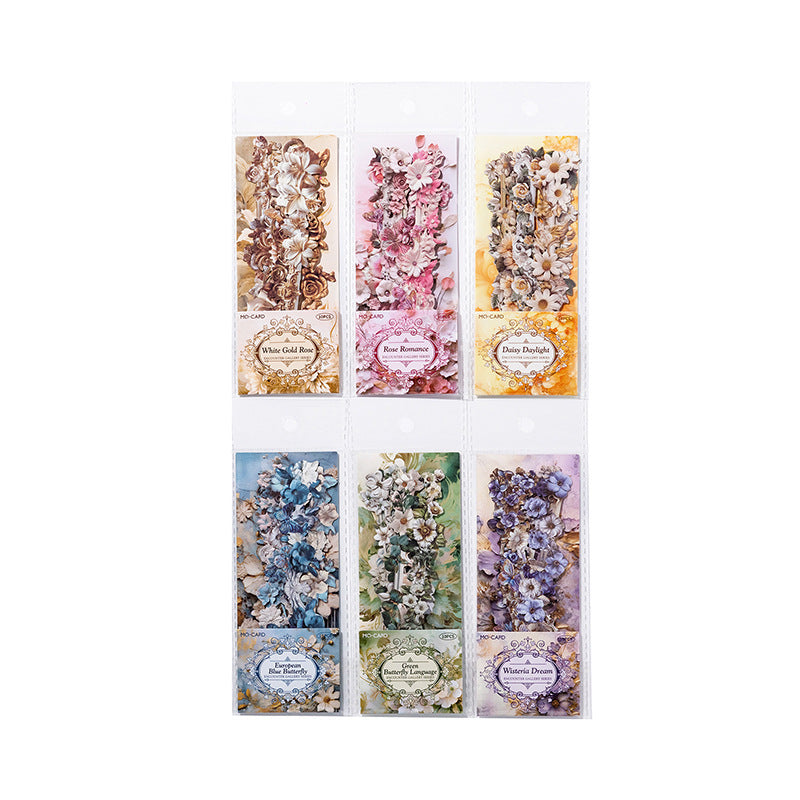 White Kraft Paper Relief Corner Stickers - Promenade Series, 6 Designs - ViktaShop