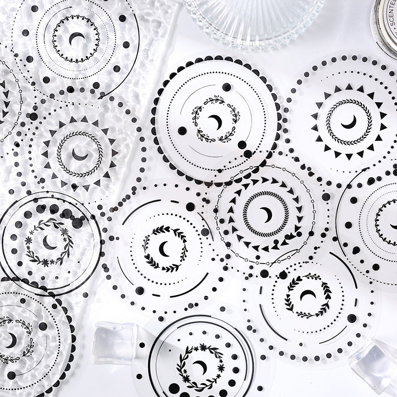 Obsidian Ring PET Sticker - Black & White Transparent DIY Decoration, 6 Options - ViktaShop