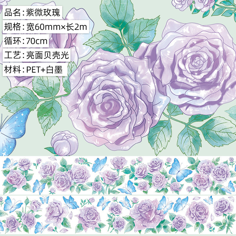 Mermaid Collage PET Tape Set - Floral & Shell DIY Stickers, 2m - ViktaShop