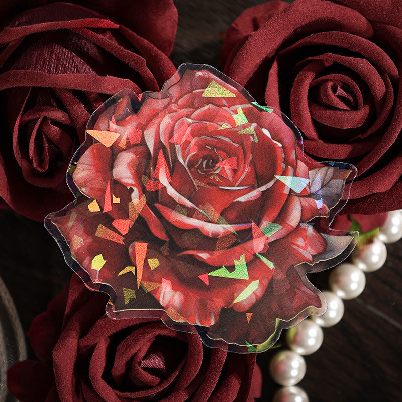 Dark Night Rose PET Stickers - Laser Shell Light Design - ViktaShop