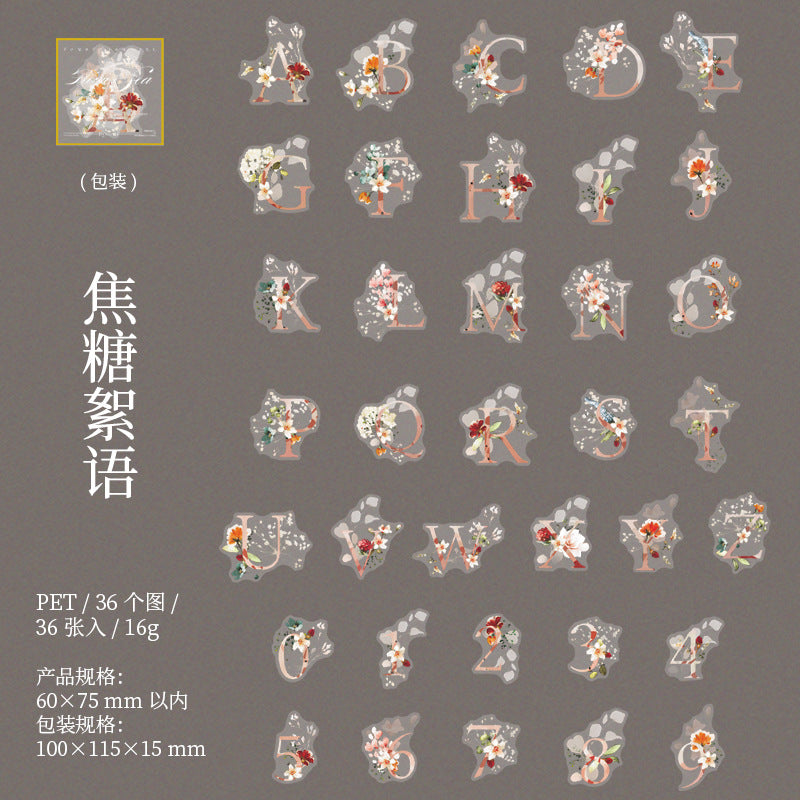 PET Sticker Set - Flower Flowing Light Series, 36 Sheets - ViktaShop