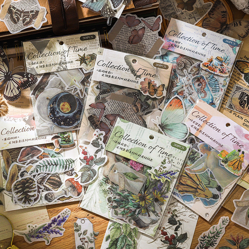 Paper Sticker Pack Time and Shadow Collection, 6 Options - ViktaShop