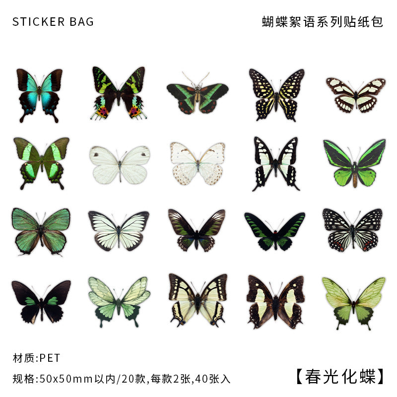 Butterfly PET Sticker Bag - Flowers & Butterfly, 6 Options - ViktaShop
