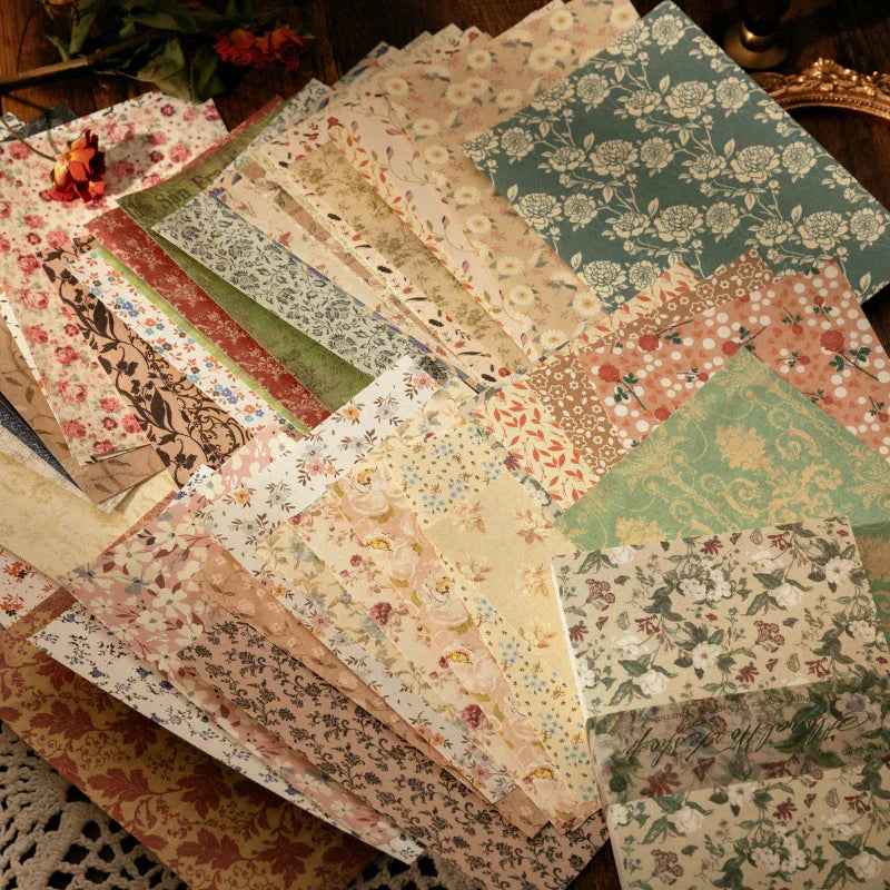 Vintage Material Paper Book of Retro Scrapbooking Paper, 100 Sheets