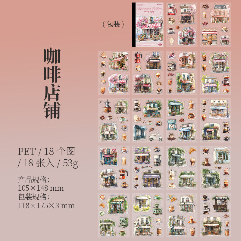 PET Stickers – Paris Series Retro Floral Decorative Stickers, 6 Options - ViktaShop