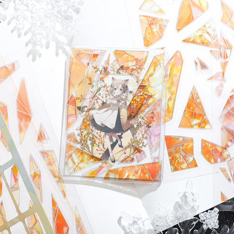 Paper Trace 3D Laser Gold Glass Fragments PET Stickers - Broken Heart Series, 3 Pcs - ViktaShop