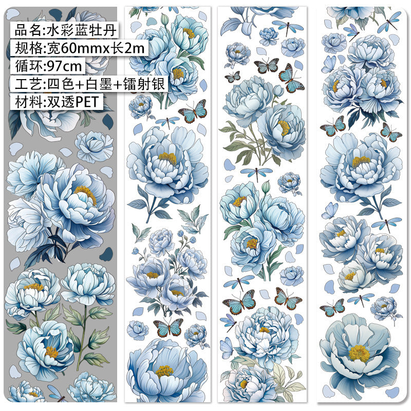 PET Stickers – Rose & Green Plant, Elegant Summer, 2m - ViktaShop