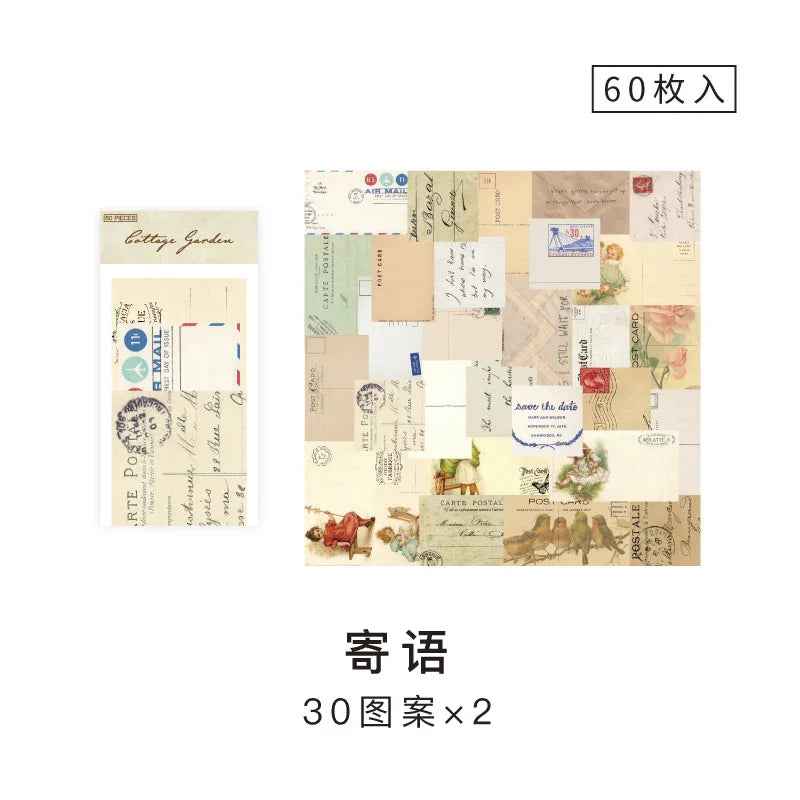 Village Garden Series Decorative Paper for Scrapbooking, 60 Pcs