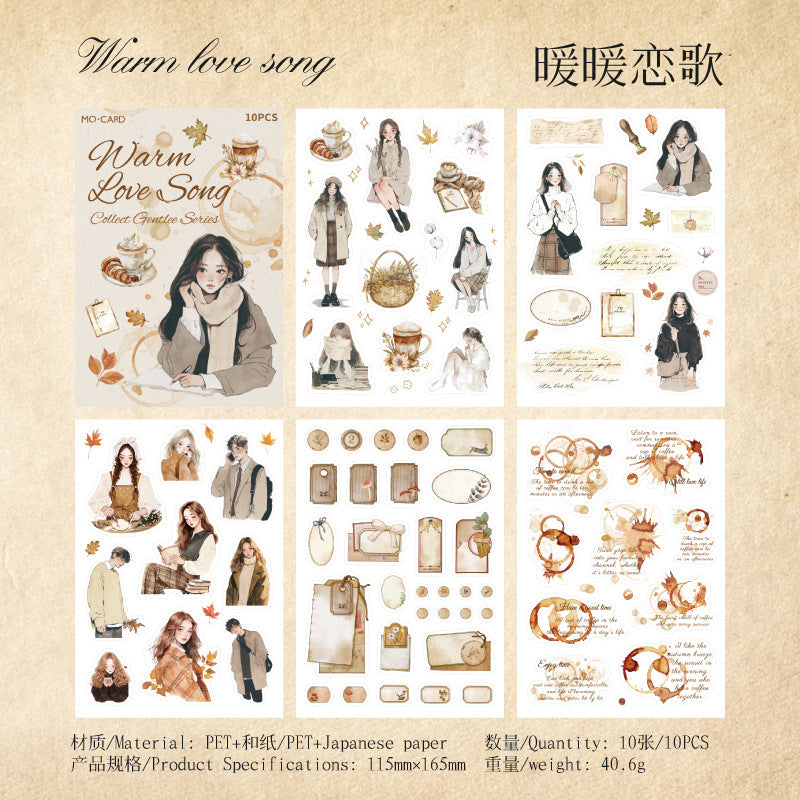 Romantic Art Handbook Decorative Stickers, 10 Pcs - ViktaShop