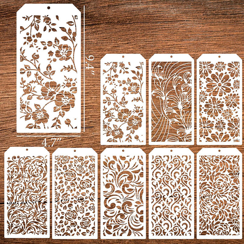 Flower Texture Painting Stencil Set – DIY Art Hollow Templates, 8 Pcs - ViktaShop