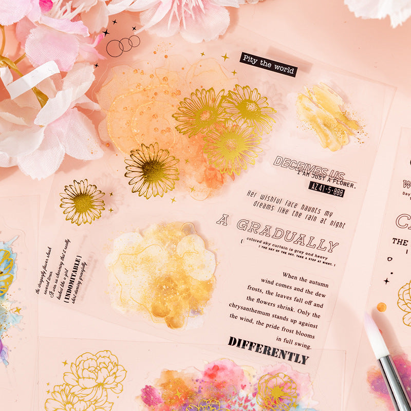 Flower Charm Stickers - Morning Dawn Series, 20 Pcs - ViktaShop