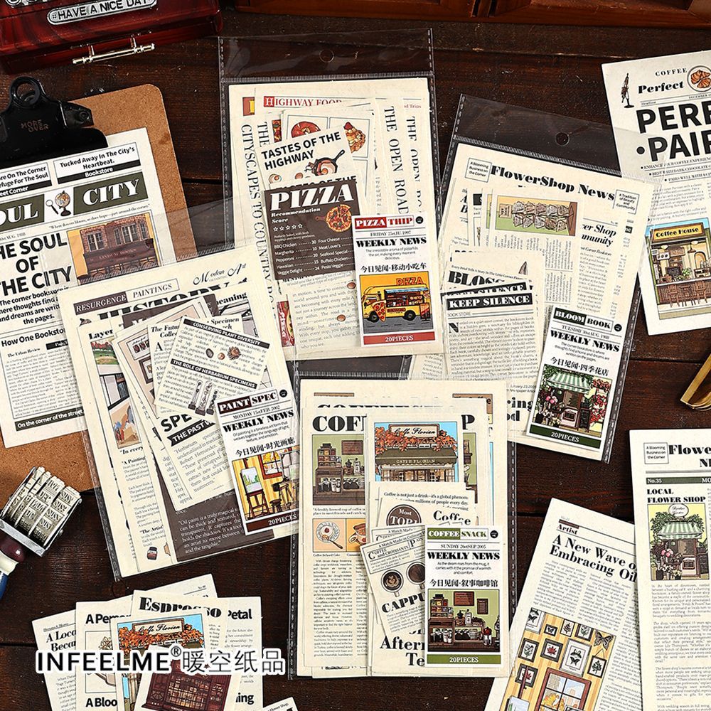 Writable Material Pack - Light Retro Series, 20 Pcs - ViktaShop