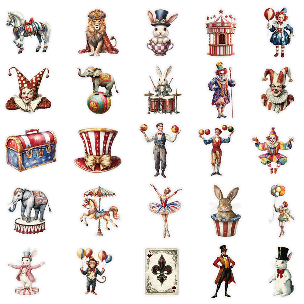 Cartoon Creative Decorative Circus Stickers, 50 Pcs - ViktaShop