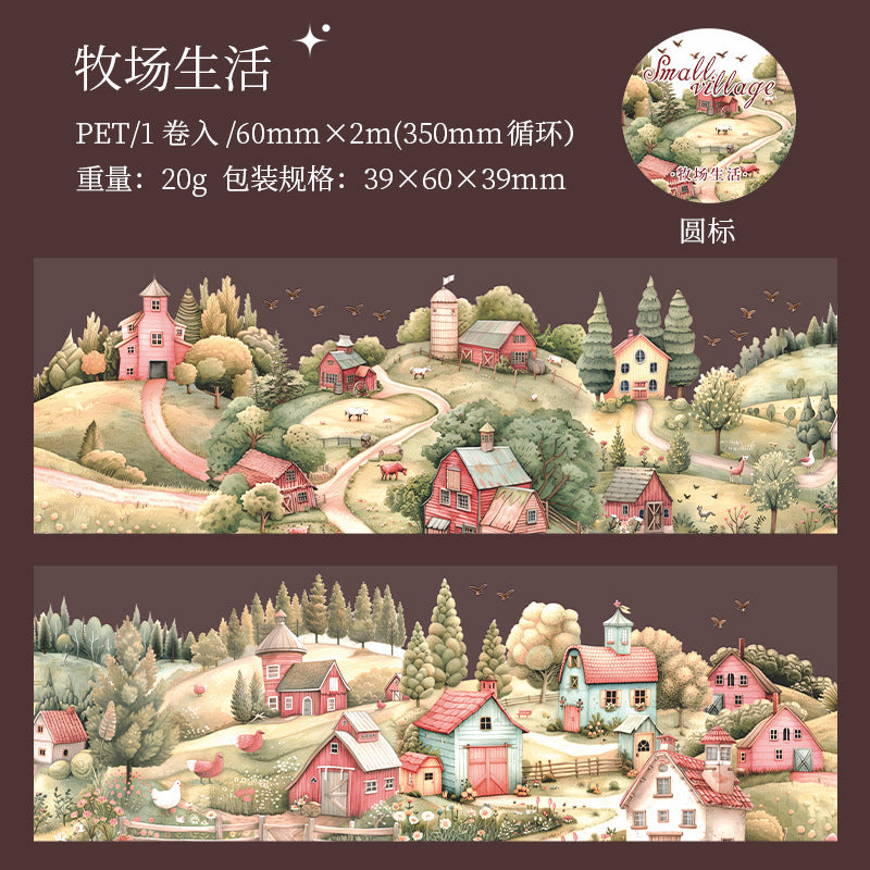 Small Village Washi Tape – Beautiful Day Series, Landscape Theme, 2m - ViktaShop