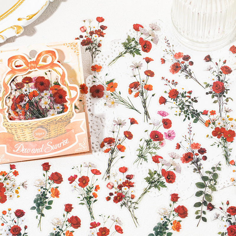 Language Leisure PET Stickers – Flower Room Floral Bookmark Collage, 4 Options - ViktaShop